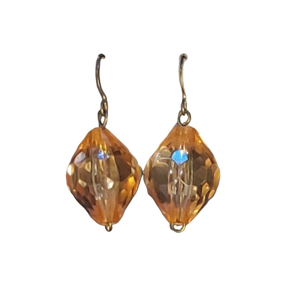 Orange Drop Earrings Copper Excellent Condition Handmade/Homemade Halloween/Fall